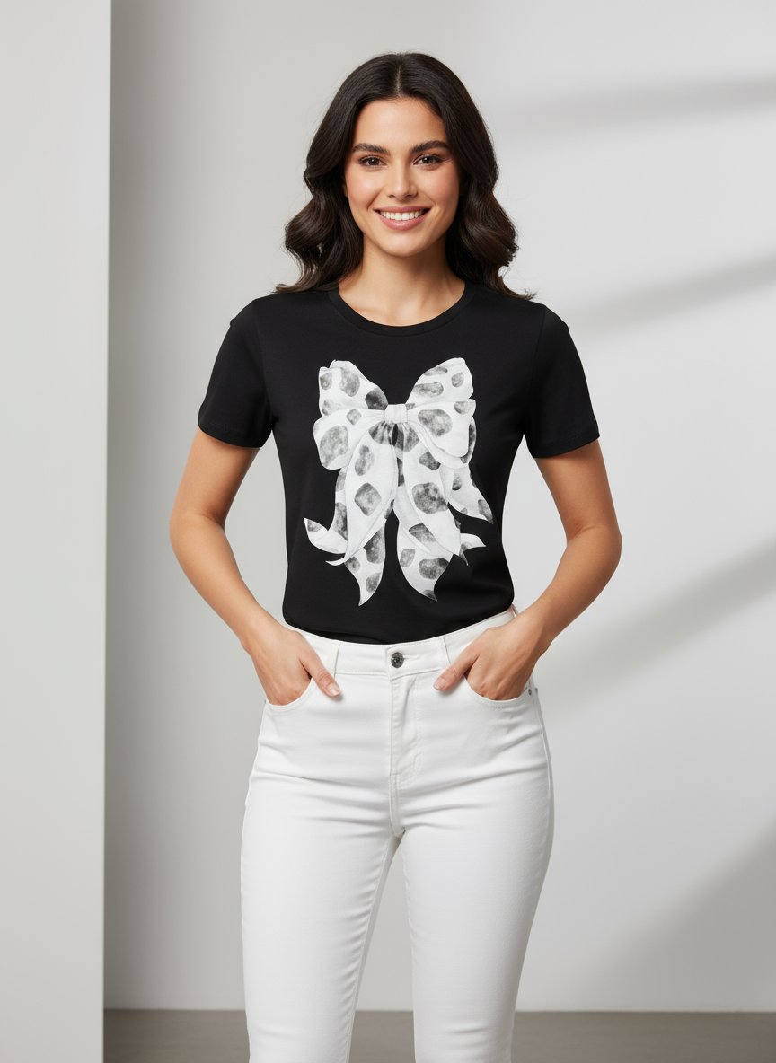 "Black and White Coquette Bow"