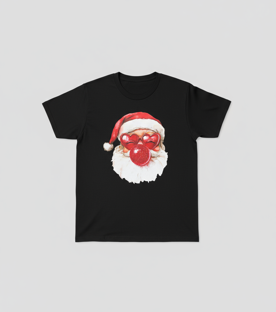 Santa With Heart Glasses and Bubble Gum