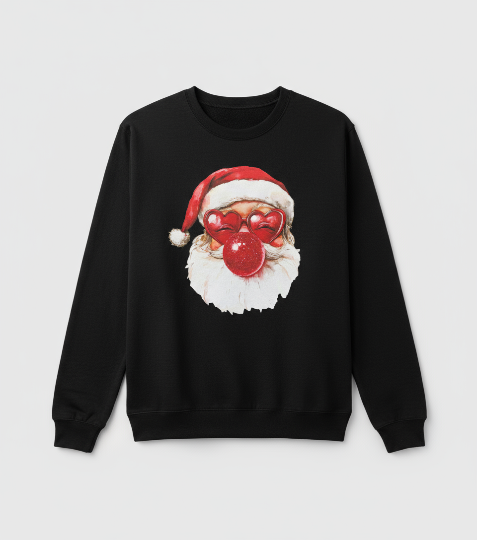 Santa With Heart Glasses and Bubble Gum