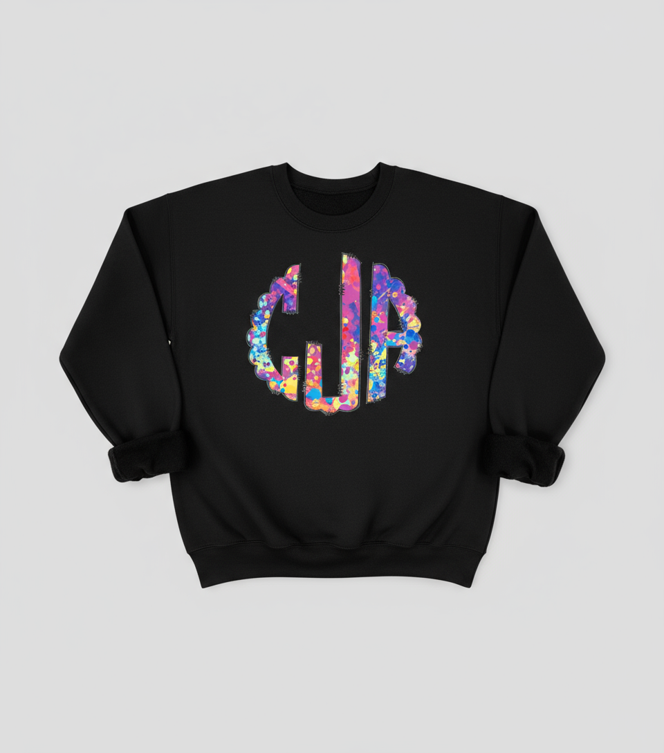 "Splatter Paint Scalloped Monogram"