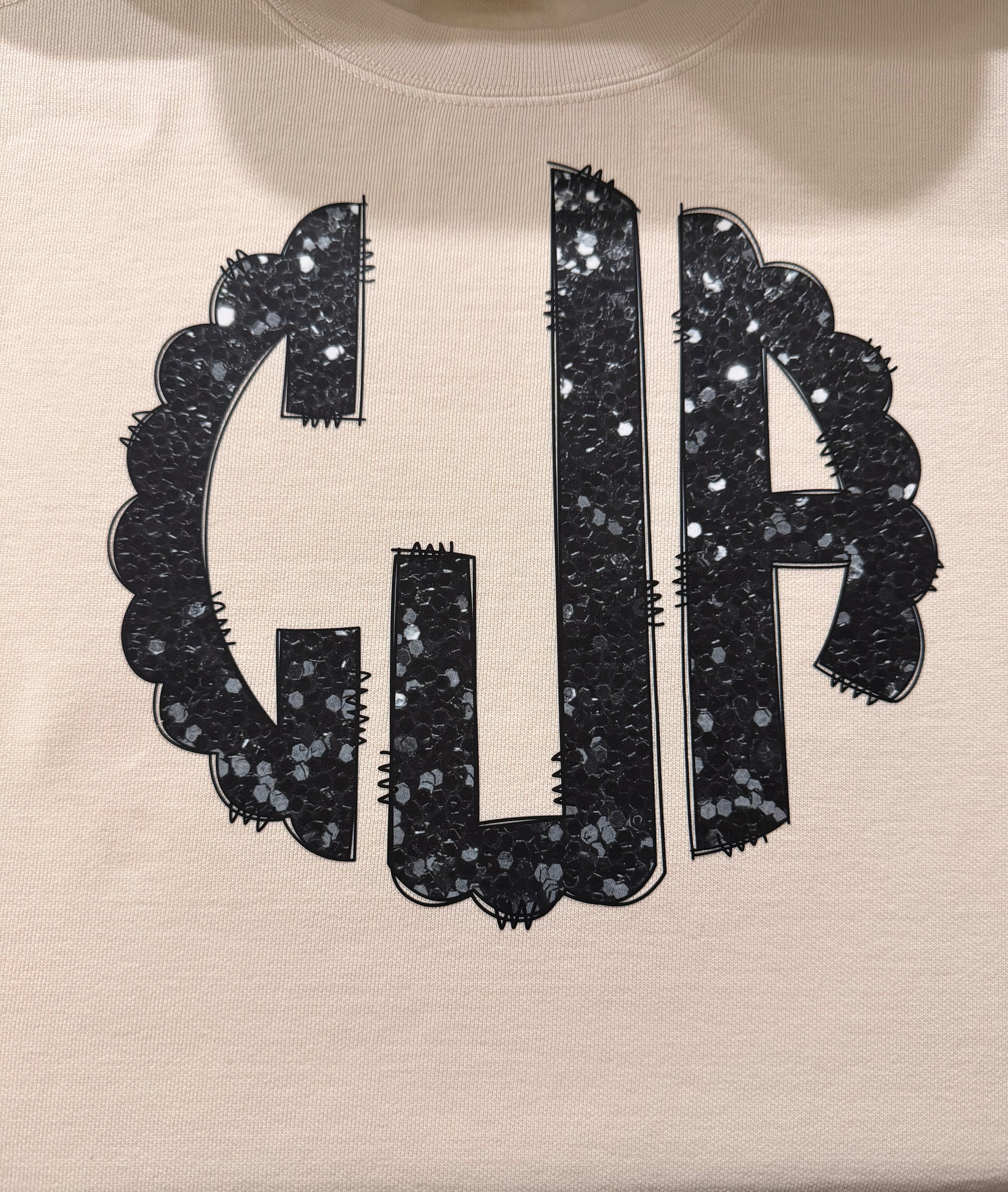 Faux Black Sequin Monogram