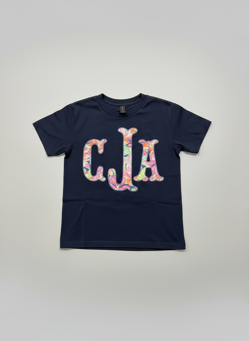"Floral Scalloped Edge Monogram"