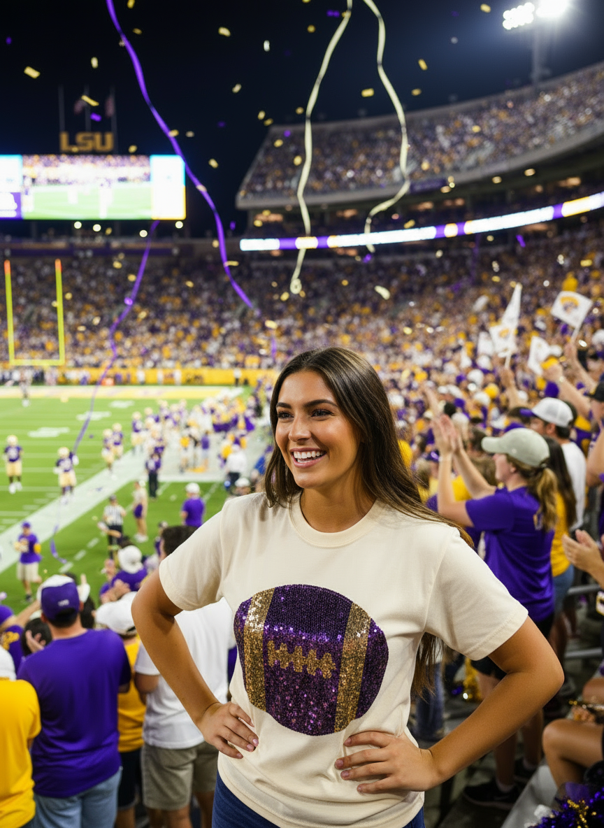 "Faux Sequin LSU Football"