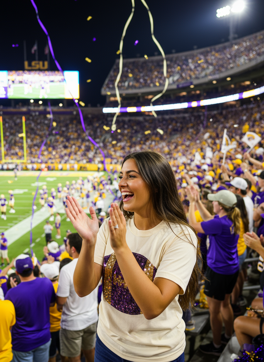 "Faux Sequin LSU Football"