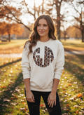 "Leopard Print Scalloped Edge Monogram"