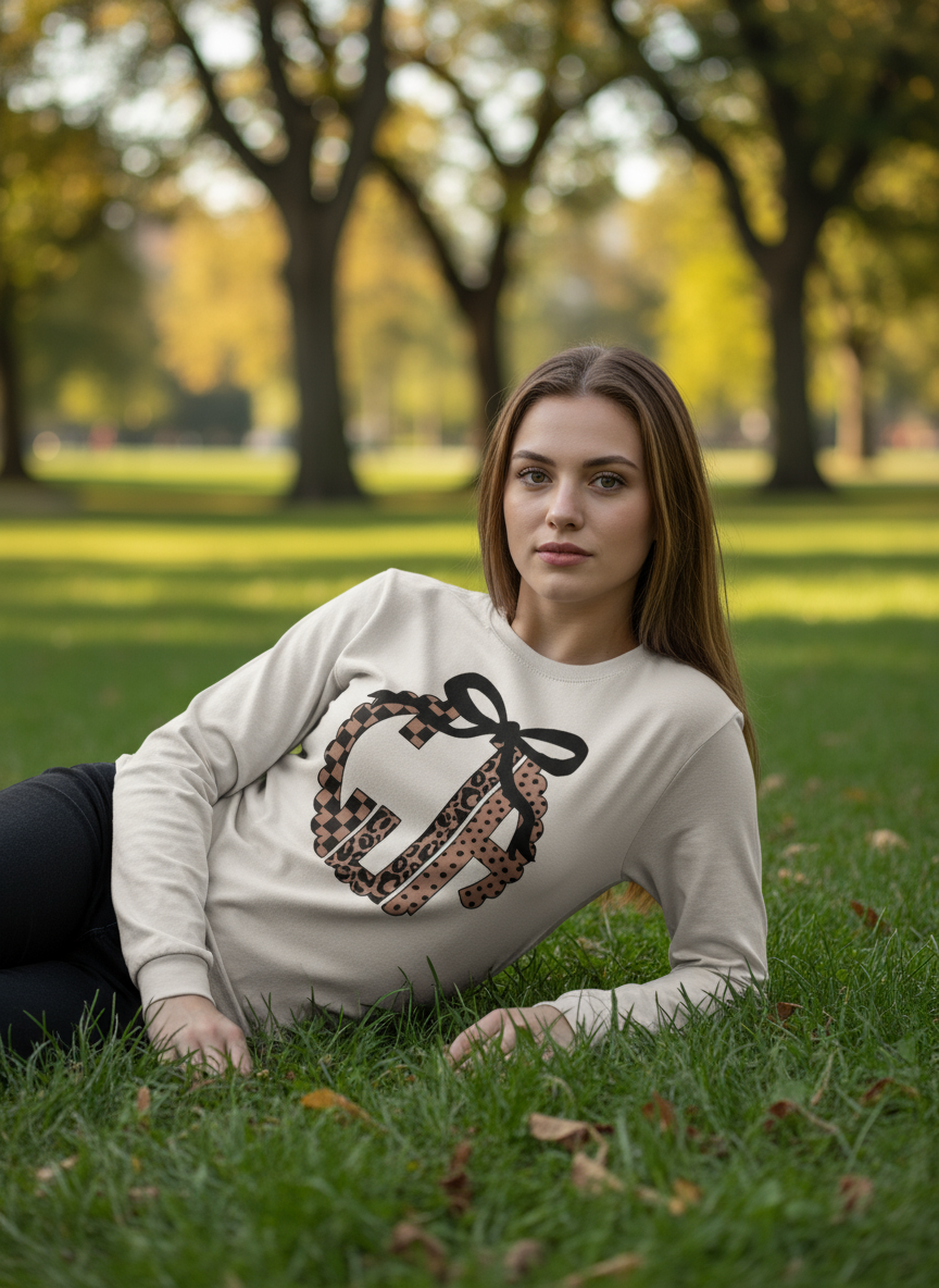 "Black & Brown Scalloped Edge Monogram"
