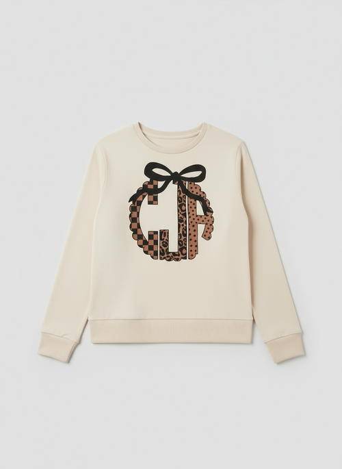 "Black & Brown Scalloped Edge Monogram"