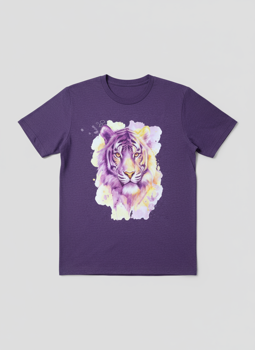 "Watercolor Purple & Gold Tiger"