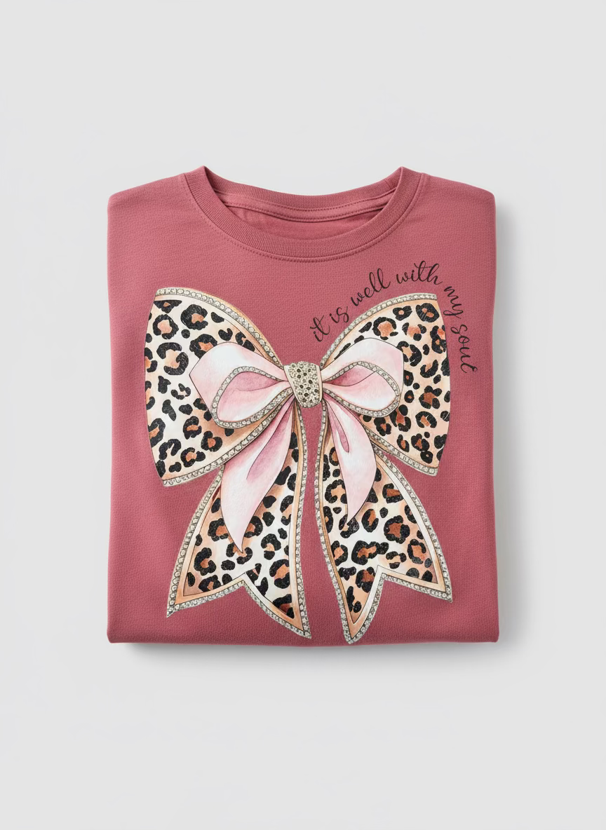 "Preppy Leopard & Pink Bow"