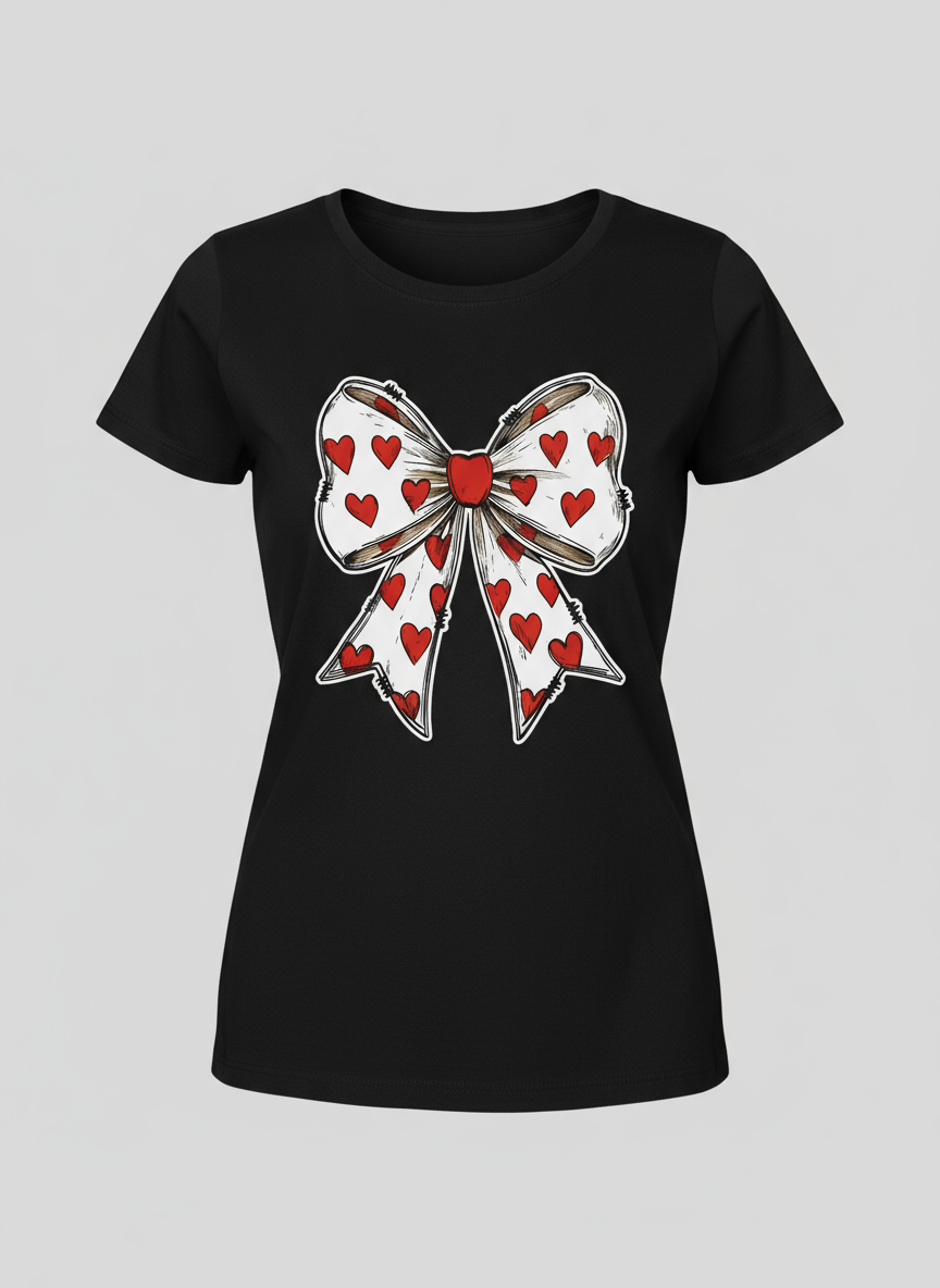 "Coquette Bow Red Hearts"